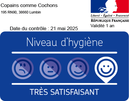 Contrôle officiel d'hygiène très satisfaisant